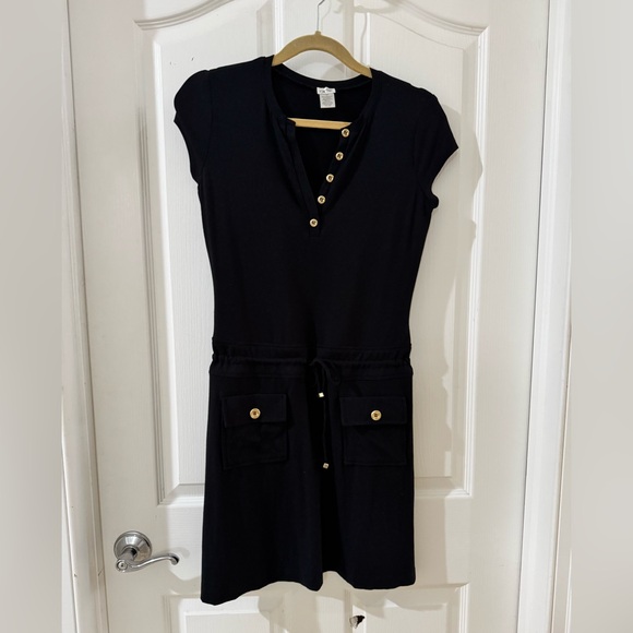 Cache Dresses & Skirts - Cache Black Mini Dress with Gold Buttons